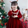 Robes de fille douce robe de noël pour filles couleur rouge automne hiver année fête anniversaire mariage Occasion 3-8 ans enfants vêtements