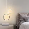 Hängslampor minimalistiska ringljus vardagsrum sovrummet säng lampor nordisk led linje hängande lamparas de techo colgante moderna acpendant