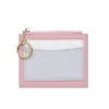 Card Holders Fashion Splicing Color Wallet With Keychain Women PU Leather Clutch Bag Small Holder Female Coin Purse