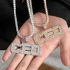 T-shaped zircon custom small 24 letter pendant name necklace hip hop chain