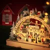 Christmas Desktop Wooden Ornaments LED Light Luminous Xmas Village Home Decoration P08282976