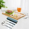 Dinnerware Sets 1 Set/3 Pcs Portable Stainless Steel Cutlery Set With Box For People To Travel Use Chopsticks Spoon And Fork Tableware