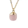 Kedjor Fashion Gold Color Geometry Round Ball Rose Quartz Pendant Halsband för kvinnors smycken