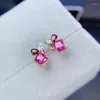 Stud Earrings Natural Magnesia Alumina Garnet S925 Pure Silver Fine Fashion Charming Jewelry For Women MeiBaPJFS