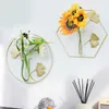 Vases Nordic Wall Hydroponic Vase Golden Ginkgo Leaf Metal Flower Holder Glass Vase For Living Room Decoration Background Wall Decor P230411