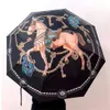 Summer Watercolor Horse FULLT-AUTOMATISK RAIN Paraply Outdoor Foldble Sun Paraply For Women Mentes Eight Strands Paraply GC2028