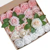 25pcs/box artificial foam flower white roses hot pink roses bouquet wedding flowers decoration