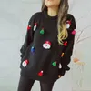 Suéteres femininos pull femme camisola de natal engraçado rena impresso suor mulheres inverno natal jumpers malhas topos