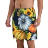 Men's Shorts Mens Swimwear Swim Short Trunk Watercolor Pumpkins And Sunflowers Beach Board Swimming Surffing