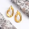 Hoop Earrings Minimalist Gold Plated Stainless Steel Irregular Custom Twisted U-shaped Geometric For Women