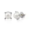 古典的なデザイナーdy earringsジュエリー高級ファッションジュエリーパールシェルパールイヤリングは、4つのプロング模倣ダイヤモンドdyジュエリークリスマスギフトで人気があります