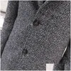 Men'S Trench Coats Mens Long Jacket Men Korean Woolen Coat 5Xl Plus Size Slim Fashion Windbreaker Outwear Casaco Mascino Drop Delive Dh2Qz