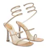 Zomer luxe rene vrouwen cleo sandalen schoenen kristal-verstrikte strappy vrouwen caovilla's hoge hakken dame gladiator sandalias feestje bruiloft sexy wandelen