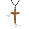 Naszyjniki wiszące katolickie krucyfixo krzyżowe biżuteria Ebony drewno oliwne drewno różyce krzyże krzyże gorzki statua lina religijna religijna