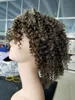 Cool pixie cut kinky curly bob gray wig hairstyle side part t part hd lace 13x1 lace frontal wig short silver grey human hair wig 2023 New