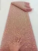 Fabric and Sewing 26 Colors Designer Lace Sequins Beaded Pearl Crafts For Evening Dress Cloth By The Yard 230412