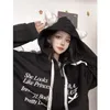 Sweats à capuche pour femmes 2000s Kawaii Zip Up Sweat à capuche Femmes Vêtements mignons Y2K Tops Oreilles en peluche drôle Kpop Femme Streetwear Manteau d'hiver Sweat-shirt EMO