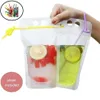50PCS Disposable 500ml Juice Coffee Liquid Bag Vertical Zipper Seal Drink Bag Drink Pouches With Straw Party Household Storage1295i