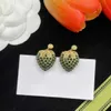 Mode Strawberry Stud Earring Aretes Pearl Diamond 14k Gold Designer Earrings Women's Wedding Party Gift Smycken Hög kvalitet med låda