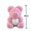 40 cm Artificial Rose Heart Teddy Bear Handmade Bear of Roses for Women Valentine's Day Wedding Bithday Gift Drop 295a