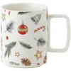 Tazas de cerámica nórdica de gran capacidad, taza Retro de Navidad para desayuno, leche, café, té con taza de agua cubierta, vasos creativos