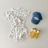 Ensembles de vêtements 2023 Été Baby Girls Vêtements Set oneck Tees Heart Imprime Tshirt Shorts 2PCS CORÉANT ENFANTES COST