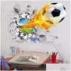 Objetos decorativos Figuras Adesivo de futebol 3D para crianças Decoração de decoração de decoração de sala de estar Decalques de decoração de casa WA DHOJP