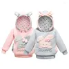 Jackets 2023Children Clothing Cartoon Fleece Outerwear Girl Fashion Wear Hooded Jacket Winter Coat Infantil Cotton Hoodie2-6Years