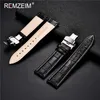 Watch Bands REMZEIM Watchband 16 17 18 19 20 21 22 23 24mm Calf Genuine Leather Strap Watch Band With Watchband Box Watch Accessories 230412