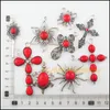 Charms Fashion Retro Antique Silver Color Flower Key Sun Cross Red Turquoise Stone Pendants