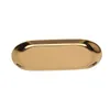 Tallrikar 5x Metal Storage Tray Gold Oval Doted Fruit Plate Små föremål smycken Display Mirror