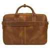 Briefcases Retro Crazy HorseLeather Briefcase14 Inch Computer Headcase Layer Cowhide Men's Genuine Leather Briefcase