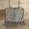 Camisoles Tanks 00s 90s Aesthetic Vintage Cami Top Y2K Fairycore Grunge Lace Trim Hem Bandage Retro Kawaii Ritagliata Abbigliamento donna Streetwear 230411