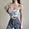 Yoga Outfit Vintage Spaper Print Women Sexy Off Shoulder Tube Crop Top Beach Party Mini Streetwear Vest With Padded Tops For Bras