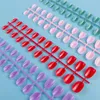 False Nails Sets Mixed Fashion Solid Color Round Shape Short Fake Nail Press On Tips Full CoverFalse