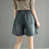 Dames shorts Dames denim shorts met grote zakken oversized vintage wide been shorts dames zomer casual elastische taille jeans shorts 230412