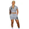 Женские спортивные костюмы с двумя частями Дизайнер Designer Summer Casual Zipper шорты с коротким рукавом с твердым цветом высокая эластичная ткань