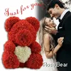 2019 Drop 40cm with Heart Big Red Teddy Bear Rose Flower Artificial Decoration Christmas Gifts for Women Valentines Gift T218r