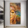 Resim Özet 3 Panel Altın Buda Canvas Modern Posterler ve Yazdırıyor Oturma Odası Ev Dekorasyonu için Duvar Sanatı Resimleri