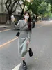 Arbetsklänningar höstdräkt krage kappa midi kjol kvinnor 2 stycke tunn fast skördjacka korta toppar a-line slits koreanska kontor lady set