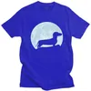 Men's T Shirts Moon Dachshund Lover Shirt For Men Pre-shrunk Cotton Leisure T-shirt O-neck Short Sleeve Wiener Dog Tee Tops Clothing Gift