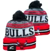 Bulls Beanies Chicago Beanie Cap Wool Warm Sport Knit Hat Basketball North American Team Striped Sideline USA College Cuffed Pom Hats Men Women A2