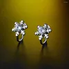 Backs Earrings 925 Sterling Silver Earless Ear Clip Snowflakes Micro Inlay Cubic Zirconia Snow For Women 2023 Black Friday De