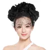 Bandanas Floral Headbands Women Halloween Artificial Flower Black Mesh Hairband Miss Mexican Flowers