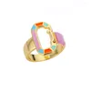 Cluster Rings Enamel For Women Girl Stainless Steel Ring Cute Vintage Coloful Geometric Wedding Part Jewelry Gift Bijoux Femme