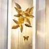 Chandeliers Luxury Gold Leaves Chandelier For Living Room Villa Hall Indoor Decoration Butterfly Hanging Lamp Long Copper Lighting Fixture