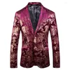 Mäns kostymer 2023 Fashion Gold Blazer Bronzing Men's Slim Fit Suit Wedding Nightclub Stage Party Dress Plus Size S-5XL Jackor