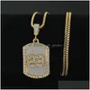 Pendant Necklaces Fashion Mens Hip Hop Necklace Jewelry Iced Out Dog Tag Gold Box Chain Drop Delivery Pendants Dhgarden Otscw