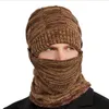 Cykelmössor masker vinter 3-delad hatt halsdukmask set stickad mössa nack varmare varm balaclava krage tillbehör unisex