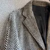 2023 herbst Schwarz Kontrast Farbe Wolle Mischungen Outwear Langarm Revers Neck Plissee Einreiher Mantel Lange Mäntel Z3N121176